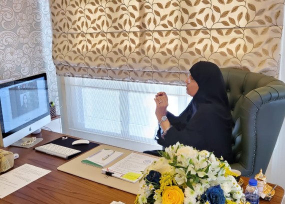 A meeting was held through Zoom with Dr. Maryam Matar, Chairman of the Emirates  